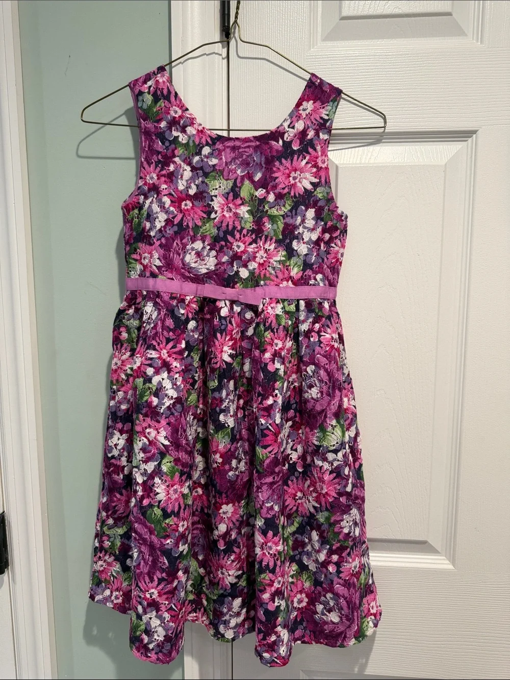 Gymboree Purple and Pink Floral Fit & Flare Dress